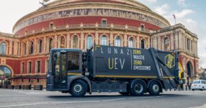 A Lunaz UEV in London.|The Lunaz facility in Silverstone Park.