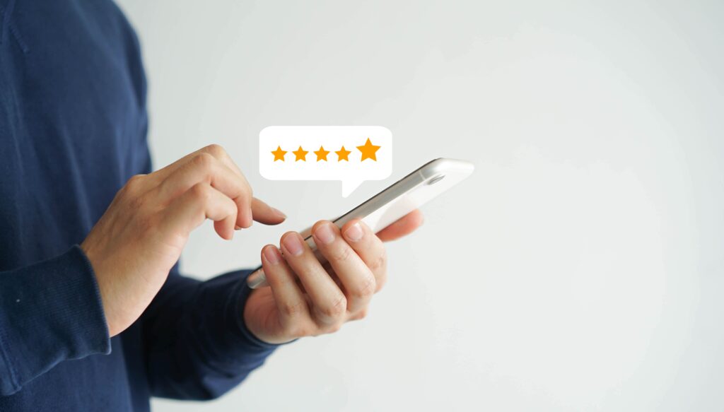 Supporting a local business by providing a review